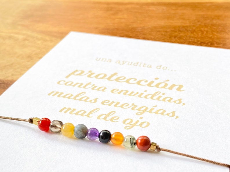 Pulsera o collar intención piedras energéticas y cristales significado para la protección, contra envidias y malas energías Ritual mágico imagen 2