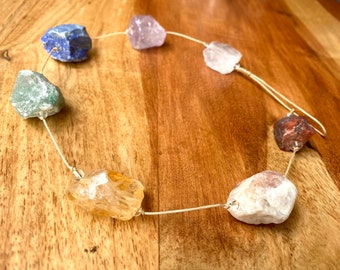 Hanger with chakra energy stones - Quartz, amethyst, lapis lazuli, aventurine, citrine, sun stone and red agate