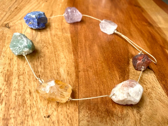 Hanger with chakra energy stones - Quartz, amethyst, lapis lazuli, aventurine, citrine, sun stone and red agate