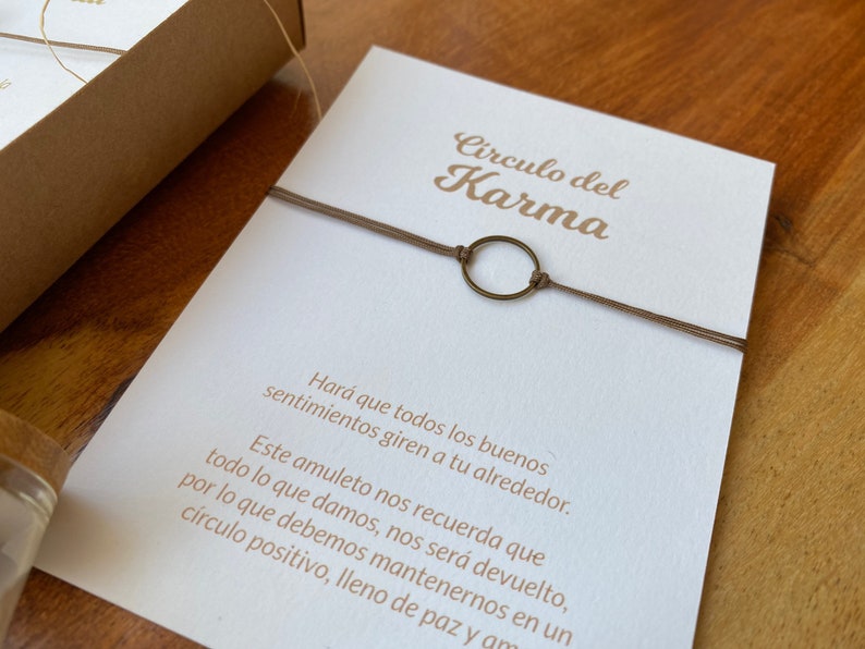 Pulsera de círculo del Karma con tarjeta explicativa en español/inglés 4 modelos a elegir Amuletos imagen 2