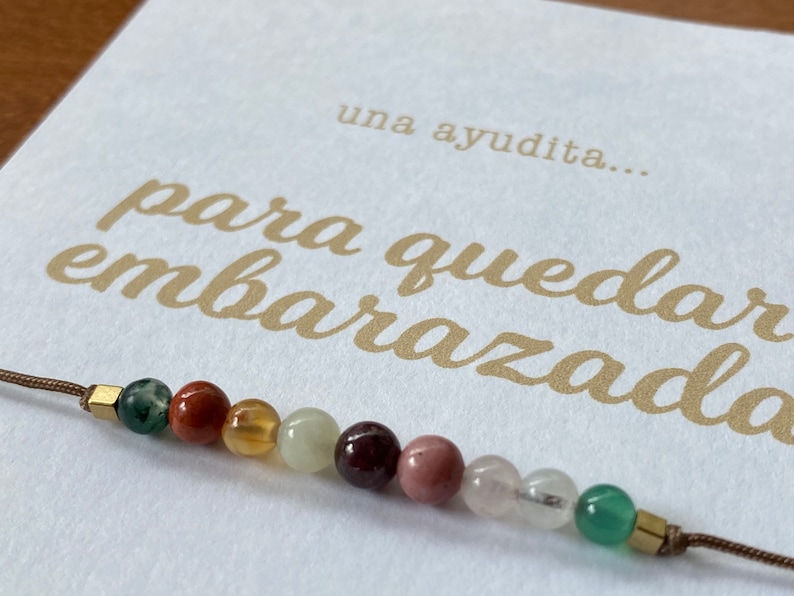 Pulsera de intención quedar embarazada Kit Ritual mágico mejorar la fertilidad Vela y pulsera con significado de piedras y cristales imagen 6