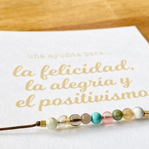 Pulsera o collar intención piedras energéticas y cristales significado felicidad, alegría y positivismo Ritual mágico vela de intención imagen 3