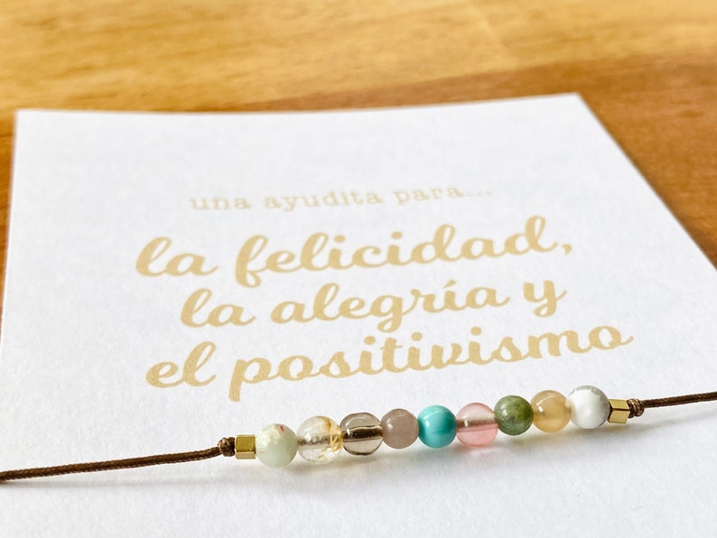 Pulsera o collar intención piedras energéticas y cristales significado felicidad, alegría y positivismo Ritual mágico vela de intención imagen 3