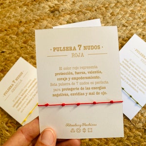 Pulsera de 7 nudos de protección roja (protección), amarilla (estudios), verde (salud, suerte y abundancia) y rosa (amor) - ritual mágico