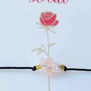 3 Rosenquarz-Armbänder mit Sant Jordi-Karte – 23. April