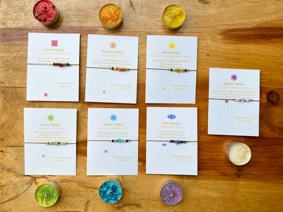 Adjustable chakra bracelets with intention candles - Magical rituals - Energy stones to work and balance each chakra