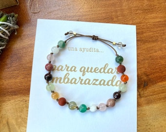 Pulsera de piedras energéticas para quedar embarazada - piedras para mejorar la fertilidad - vela de intención - kit de limpieza energética