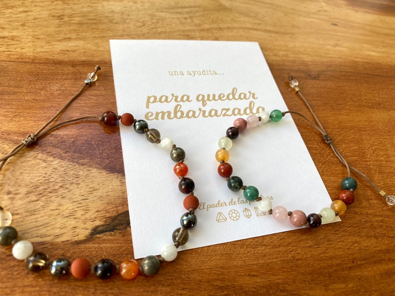 Pulsera de piedras energéticas para quedar embarazada piedras para mejorar la fertilidad vela de intención kit de limpieza energética imagen 4