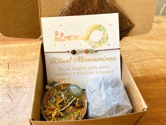 Pulsera Abrecaminos con piedras energéticas, sahumerio incienso y vela de intención - Ritual mágico para abrir caminos y eliminar bloqueos