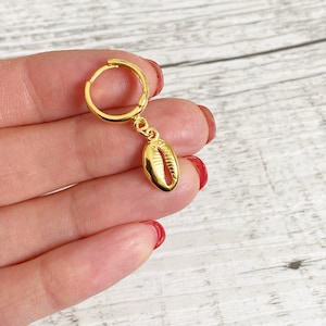 Creole "Kauri Shell" 925 Sterling silver 24 carat gold plated earrings ear jewelry ear studs gold shells summer beach vacation sea lake