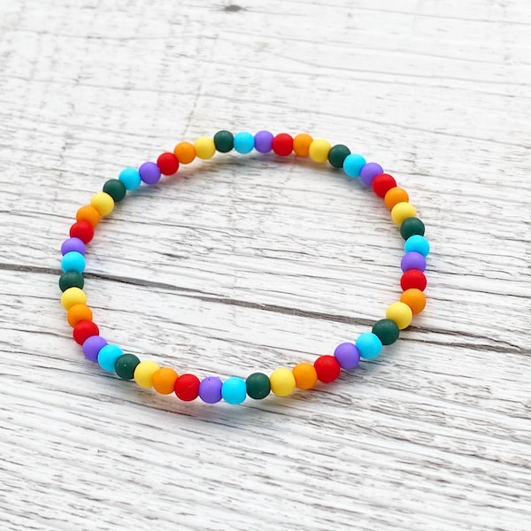 Regenbogen Armband Acrylperlen LGBTQ Pride bunt Sommer