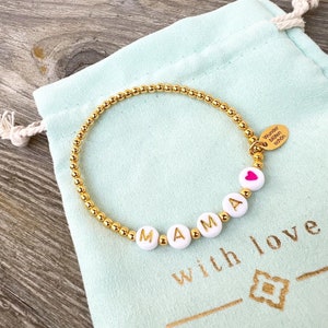 Bracelet "Mothers Day" Mother's Day Mother's Day Gift Mom 925 Sterling Silver 24K Gold Plated Wonder Blossom Beautiful Mom Real Silver Heart Pink