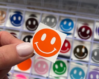 20 Smiley Stickers, Glossy Vinyl, Happy Face Stickers, Decorative Plotter Stickers, Assorted Colors
