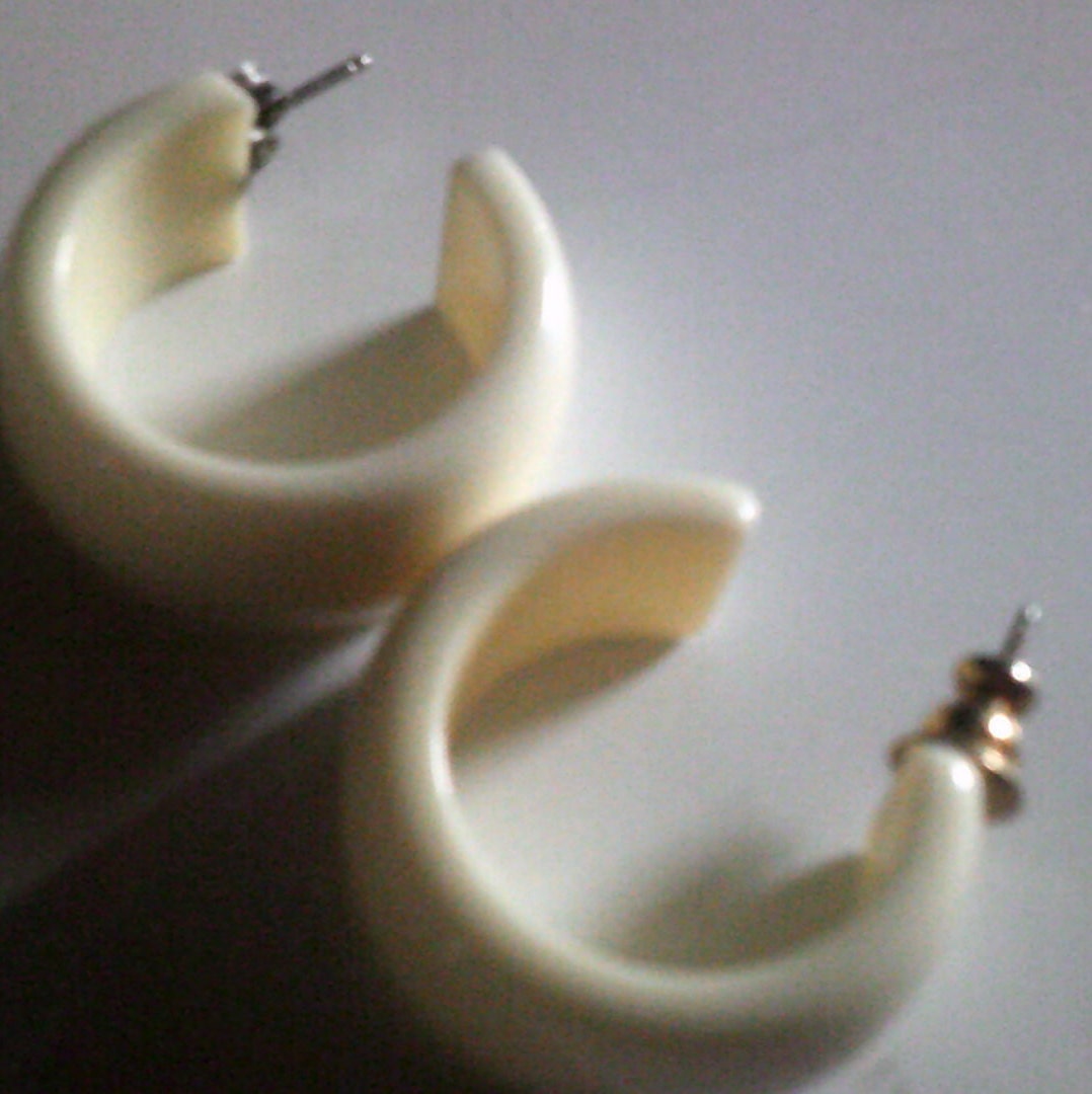 White Plastic Earrings for Pierced Ears Etsy