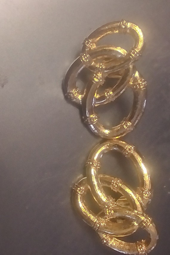 Vintage Gold Toned Interlocking Ovals Earrings bg7… Gem