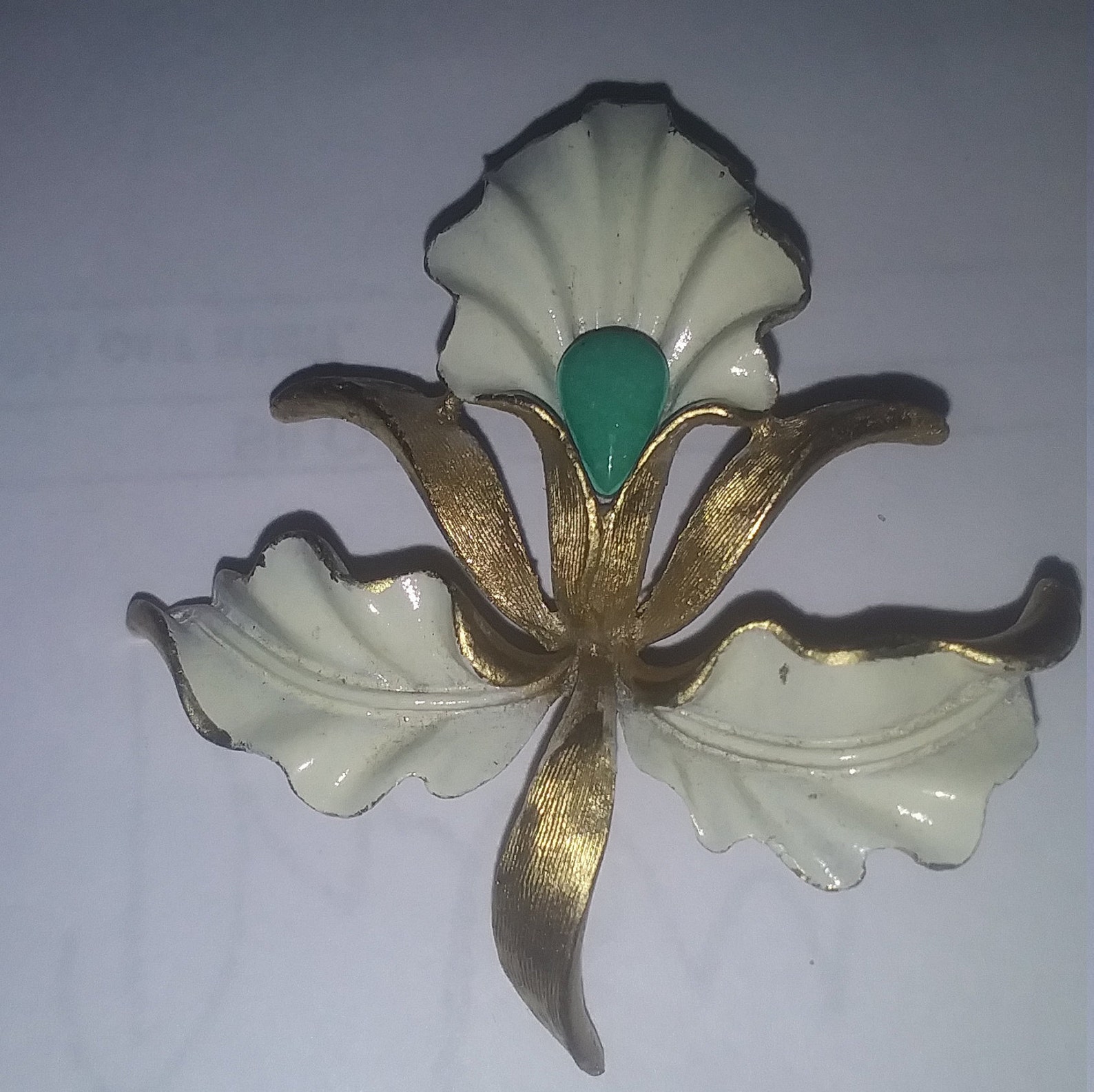 Vintage Mamselle Brooch Flower With Green Bud Etsy