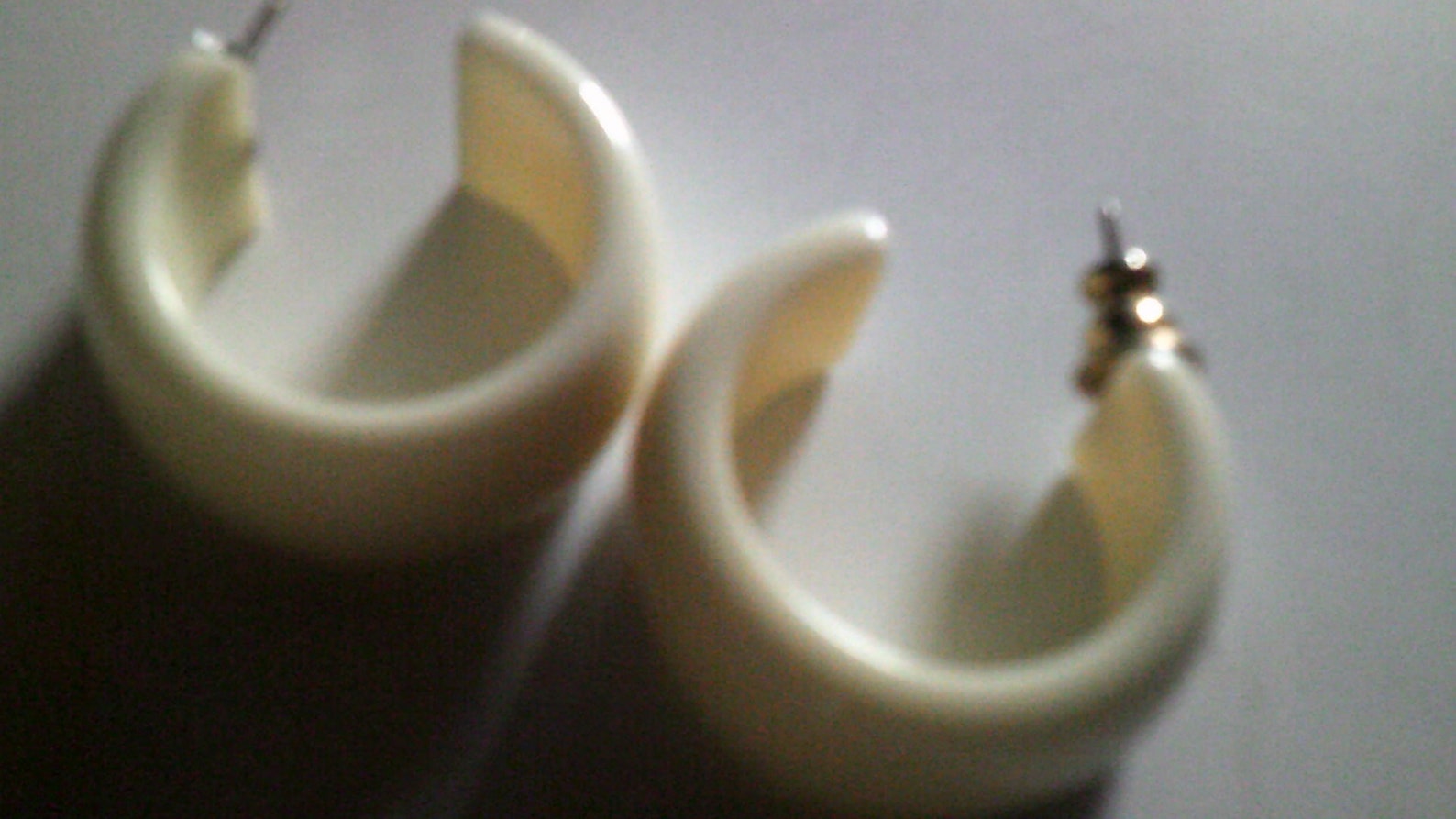 White Plastic Earrings for Pierced Ears Etsy