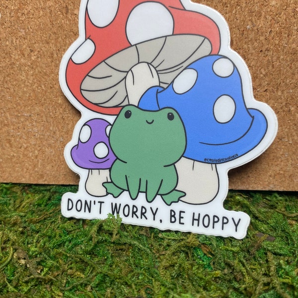 Don’t Worry Be Hoppy (Happy) | Motivational, Punny | Decal | Vinyl sticker for water bottle, laptop, phone