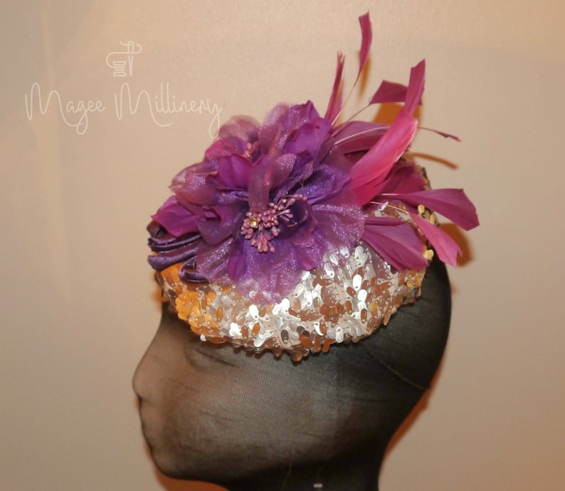 Silver Sequins And pink headpiece