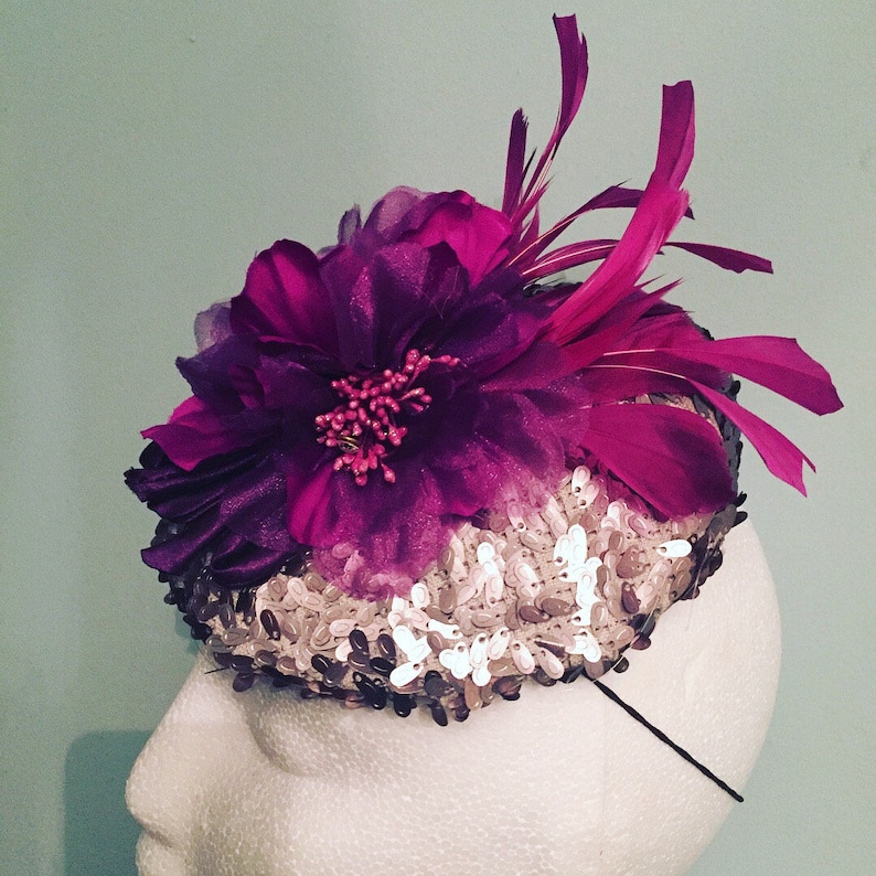 Silver Sequins And pink headpiece