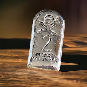 Tombstone Pirate Stamp 2 Troy Oz Silver bar