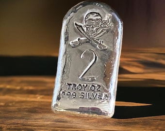 Tombstone Pirate Stamp 2 Troy Oz Silver bar