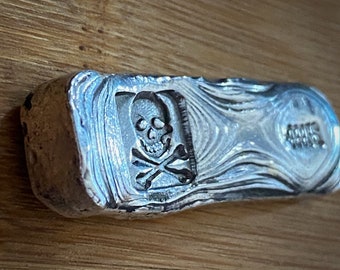 1 Troy Oz Pirate Ripple Bar - Solid SIlver - 999fs.