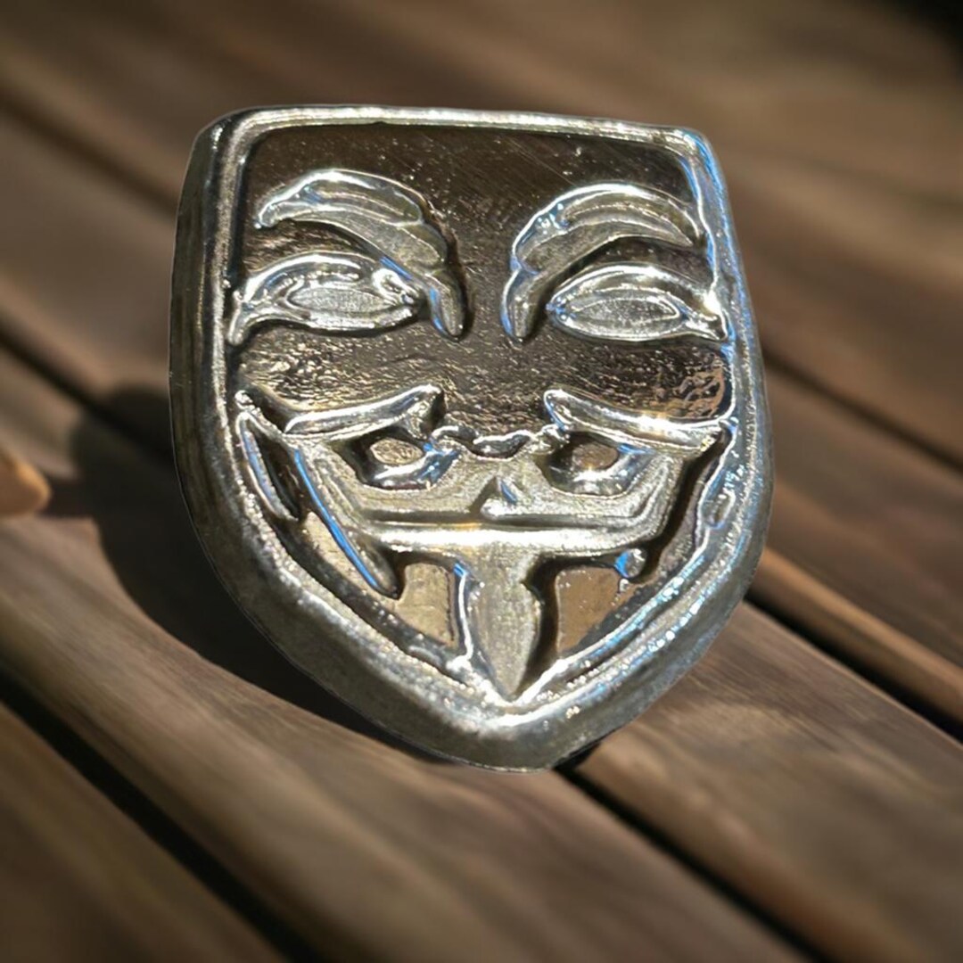 Hand Poured Solid Silver Anonymous Mask - 2 Troy Oz Bullion Investment ...