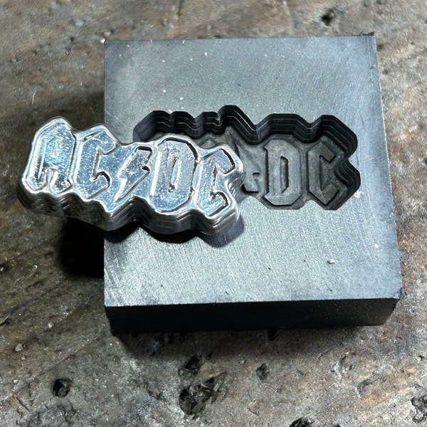 Graphite Mold - Custom AC/DC Lettering, Perfect for Jewelry Making, Unique Gift for Rock Music Lovers