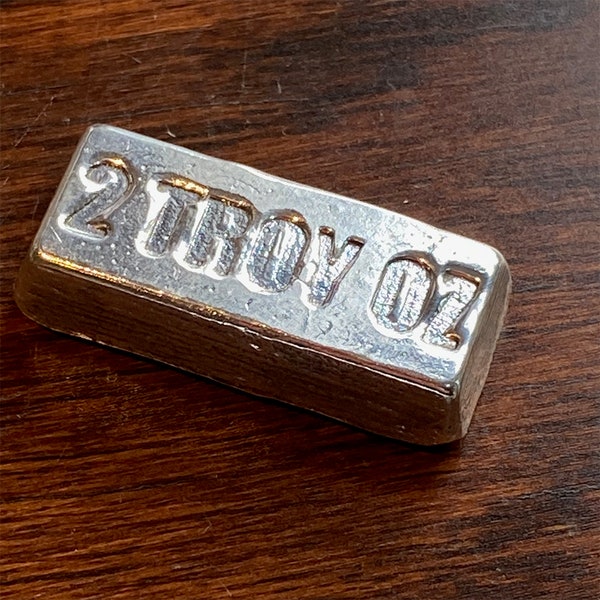 2 Troy Oz Solid Silver Ingot - Hand Poured 999 Fine Silver Bar, Collectible Precious Metal, Perfect Investment Gift