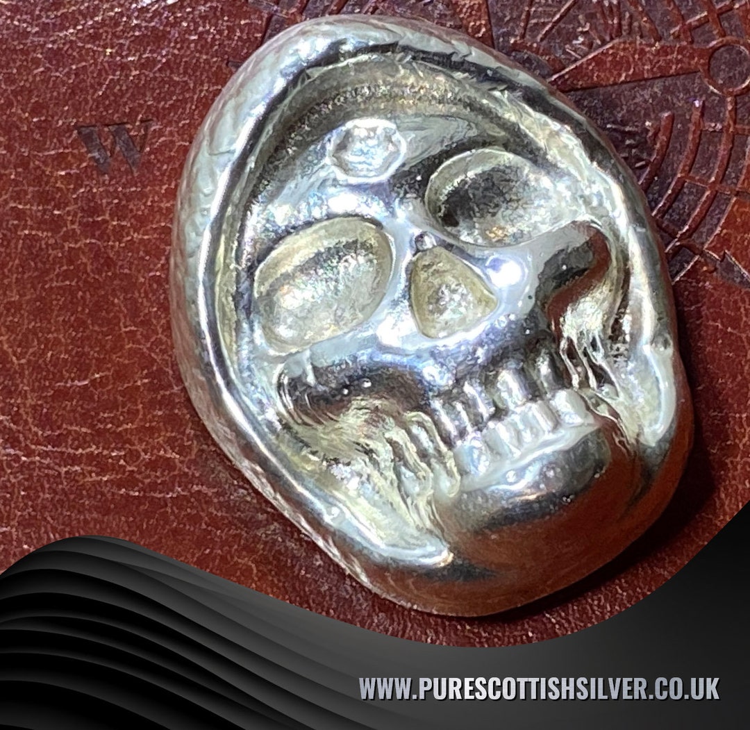 100gram Solid Silver Grim Reaper Skull, Handcrafted Unique Decor Piece