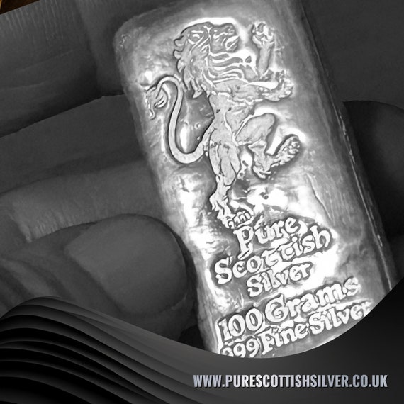 100g Lion Stamp .999 Solid Silver Bar - Scottish Hand-Poured