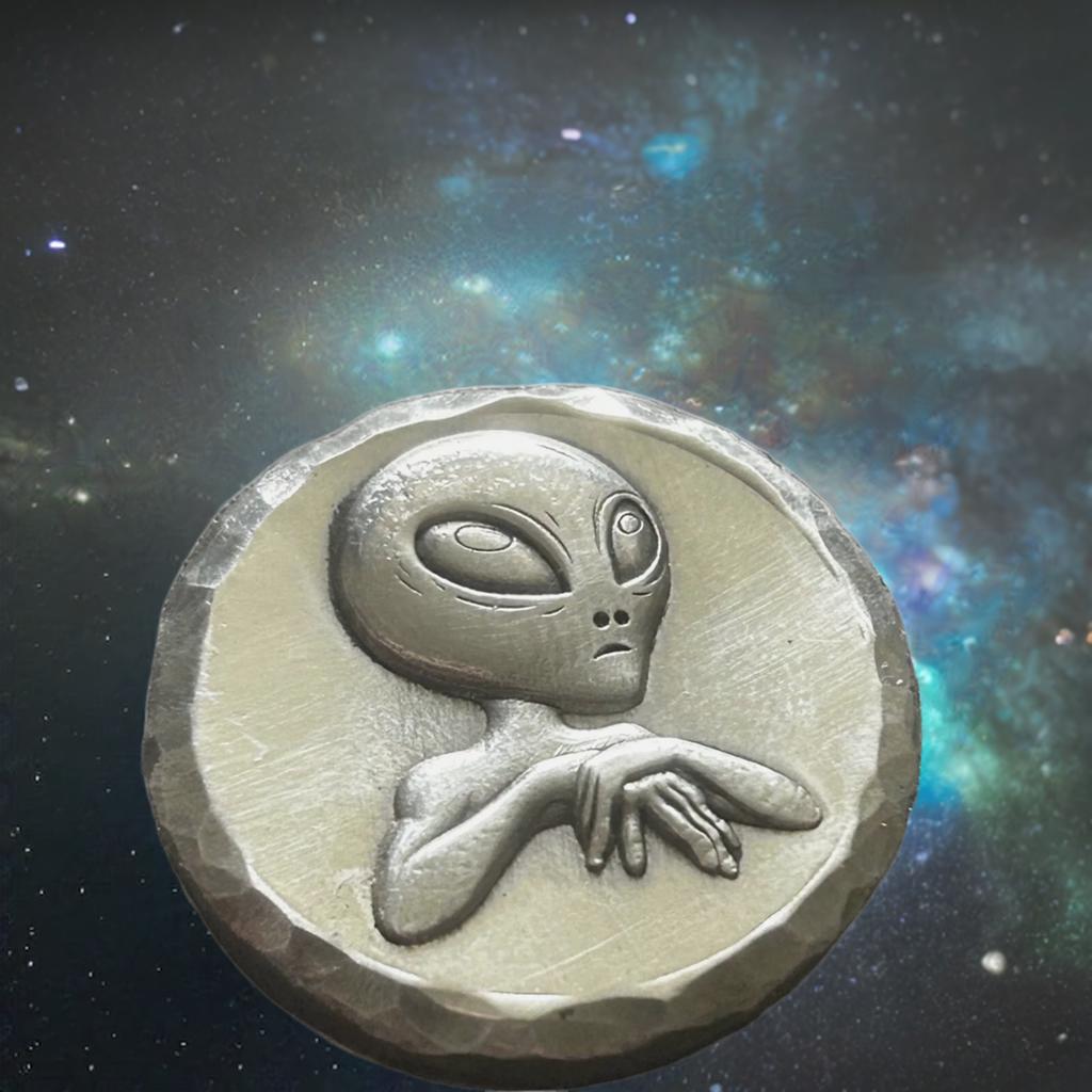 Handmade 2 Troy Oz Alien Silver Round: Sci-fi Bullion - Etsy