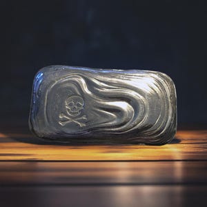 Pour Lines Pirate Stamp 2 Troy Oz Silver bar.