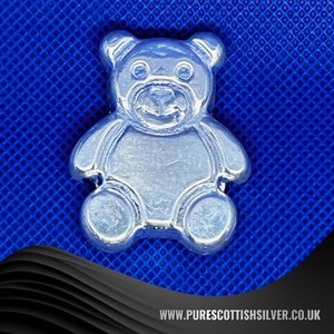 2 oz Teddy Bear, Solid Silver, 999fs - Collectible Hand Poured Teddy Bear Figurine, Unique Investment Gift, Perfect for Silver Enthusiasts