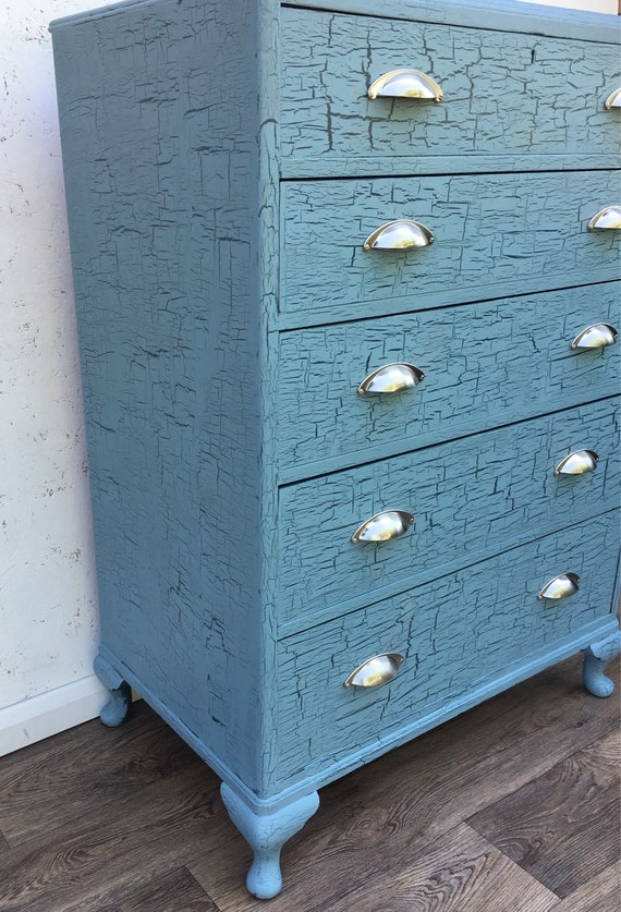 Sold Hand Painted Crackle Effect Drawers Hand Painted Chest Etsy