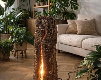 Natural Cork Floor Lamp – Handmade Sustainable Israeli Design, Rustic Lighting