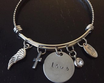 Stainless Steel Charm Bangle Bracelet