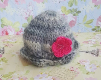 Crochet Blythe hat grey hat Crochet hat with crystals Blythe hat Blythe doll clothes Hand knit hat ICY Handmade Pullip hat Blythe doll 12"