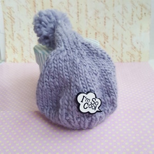 Blythe Funny grey hat with pompom hat wool hat Blythe hat Blythe doll clothes Hand crochet hat ICY Handmade Pullip hat Blythe doll 12&quot;
