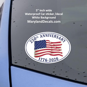 American 250th Anniversary Car sticker Waterproof Vinyl decal America Celebration ホワイト