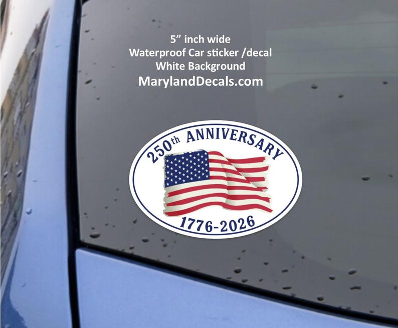 American 250th Anniversary Car sticker Waterproof Vinyl decal America Celebration ホワイト