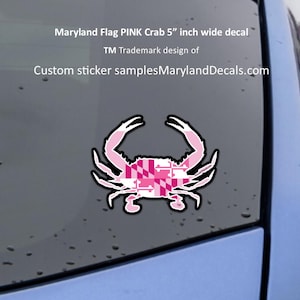 MARYLAND PINK CRAB decal Maryland Flag Car Truck sticker Waterproof Vinyl