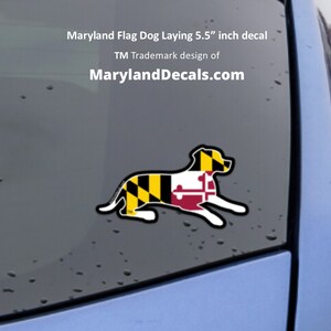 Maryland Dog decal car sticker Maryland Flag Design Pit bull Lab Labrador Retriever Waterproof Vinyl