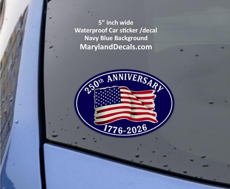 American 250th Anniversary Car sticker Waterproof Vinyl decal America Celebration Navy Blue