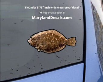FLOUNDER Fluke FISH Sticker waterdichte vinylsticker voor auto's, vrachtwagens, boten, buiten