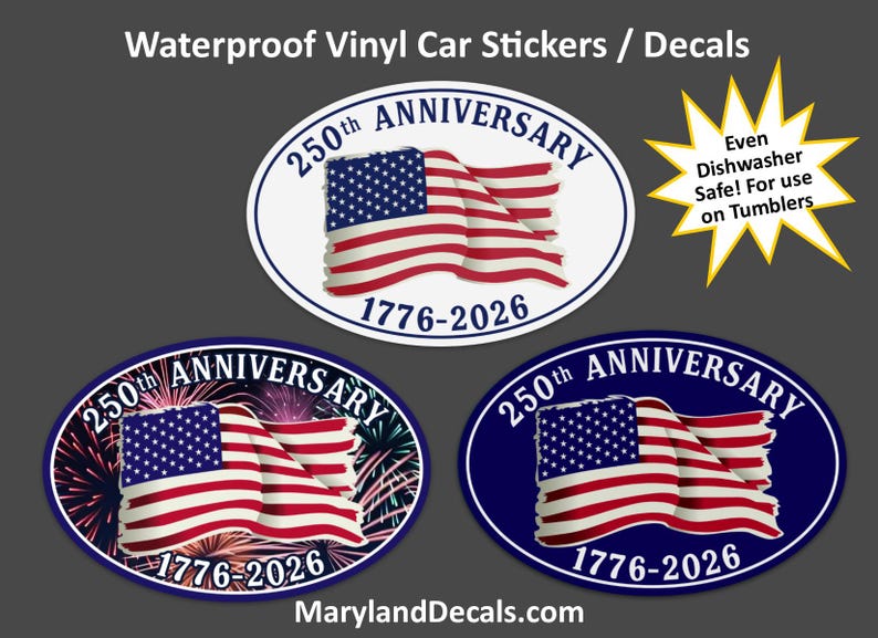 American 250th Anniversary Car sticker Waterproof Vinyl decal America Celebration 画像 1