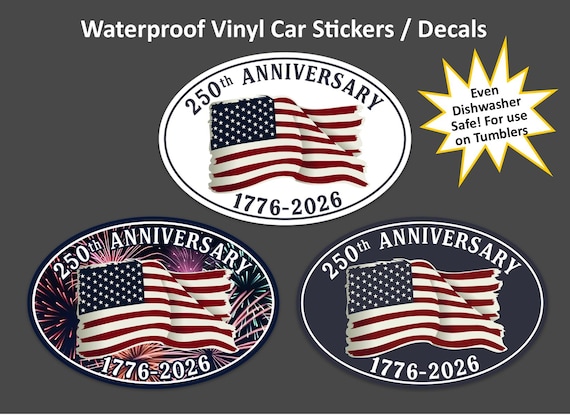 American 250th Anniversary Car sticker Waterproof Vinyl decal America Celebration