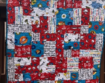 Seuss Cat in the hat lorax green eggs and ham 36/"x36/" Rag quilt blanket Baby Dr