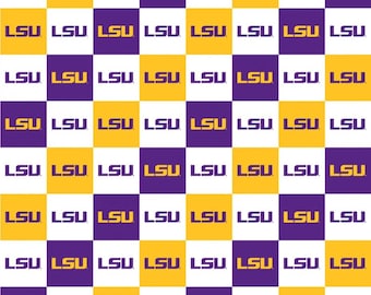 Louisiana State LSU Checkerboard-priced by the 1/2 yard, cut in one piece 71043